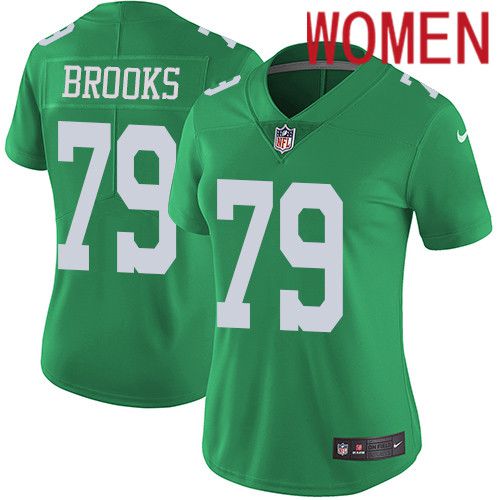 Women Philadelphia Eagles 79 Brandon Brooks Nike Green Vapor Limited Rush NFL Jersey